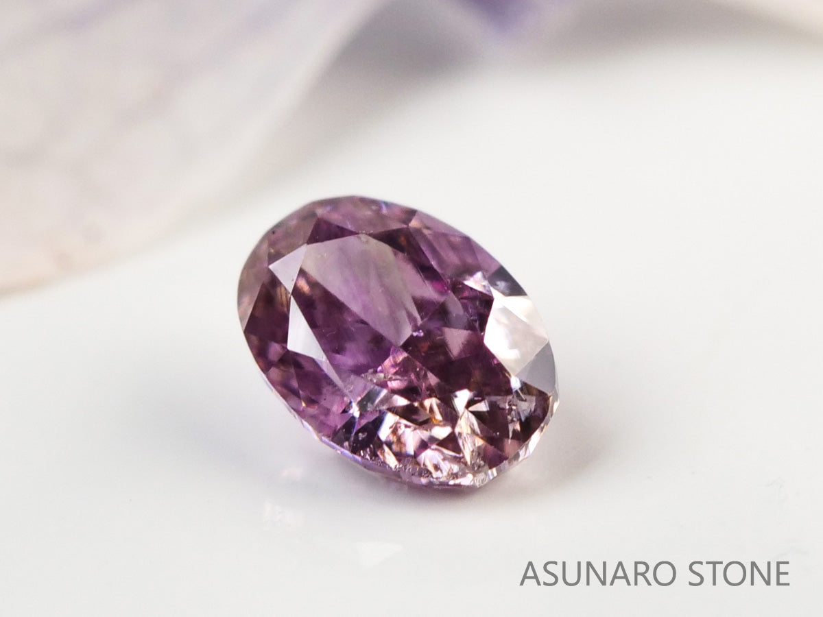 ピンクダイヤモンド　Fancy Deep Purple Pink　I1　オーバルカット　0.092ct　ソ付【231010-1902】