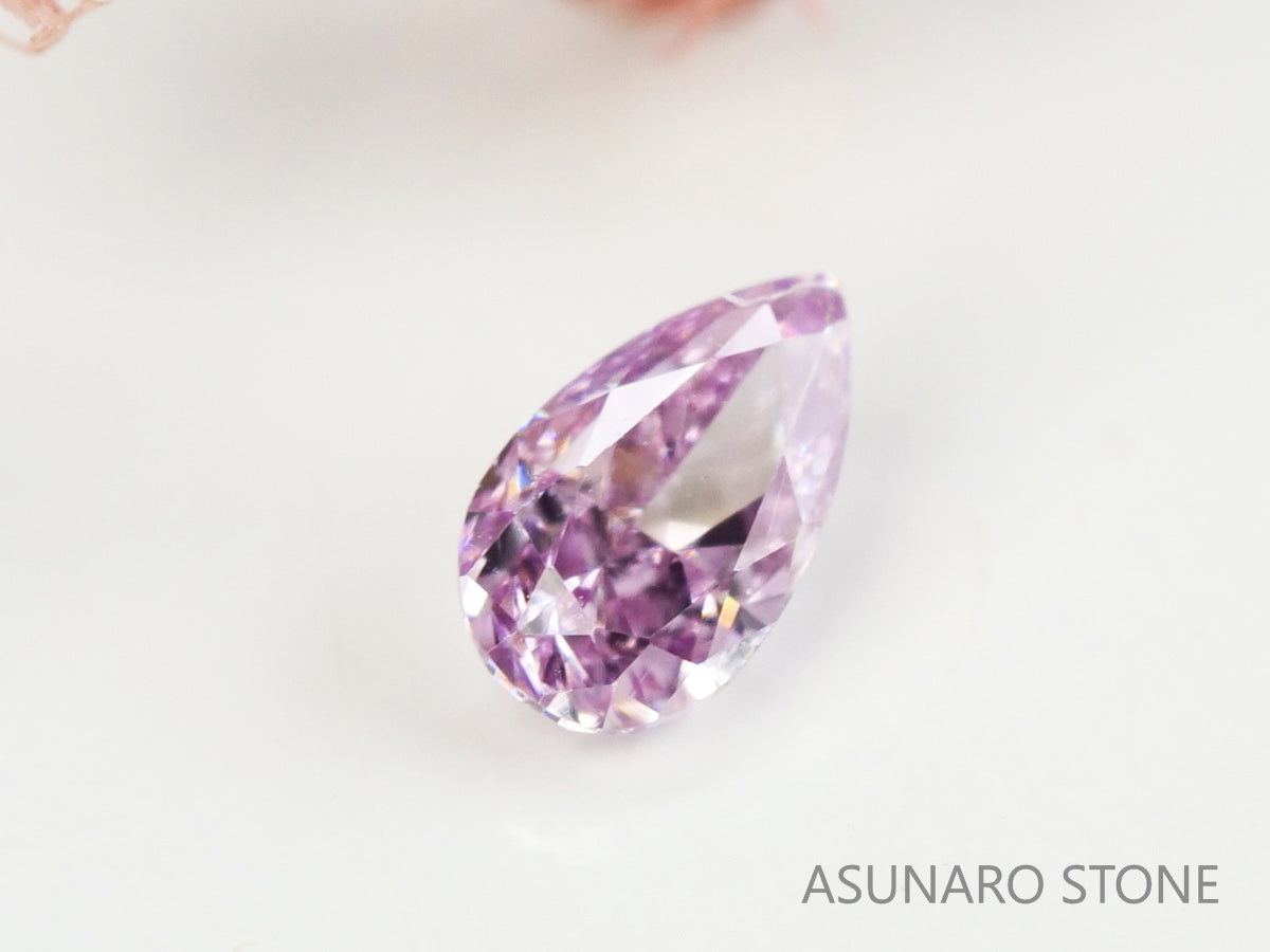 ピンクダイヤモンド Fancy Purple Pink SI1 ペアシェイプ 0.042ct ソ付