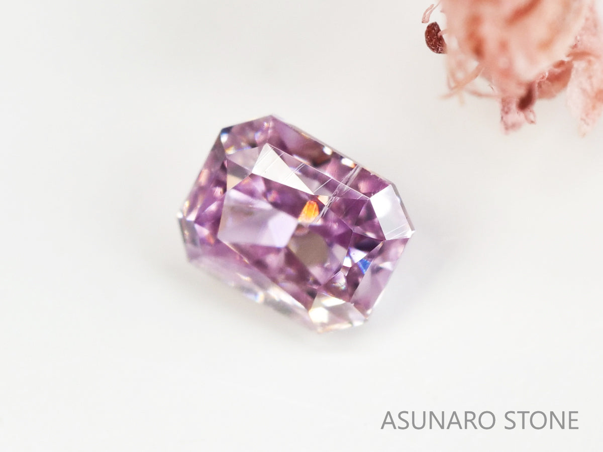 ピンクダイヤモンド　Fancy Purple Pink　I1　ラディアントカット　0.059ct　ソ付【231115-1899】