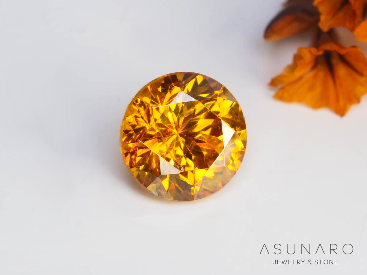 バイカラースファレライト ラウンドカット スペイン産 0.96ct【250324