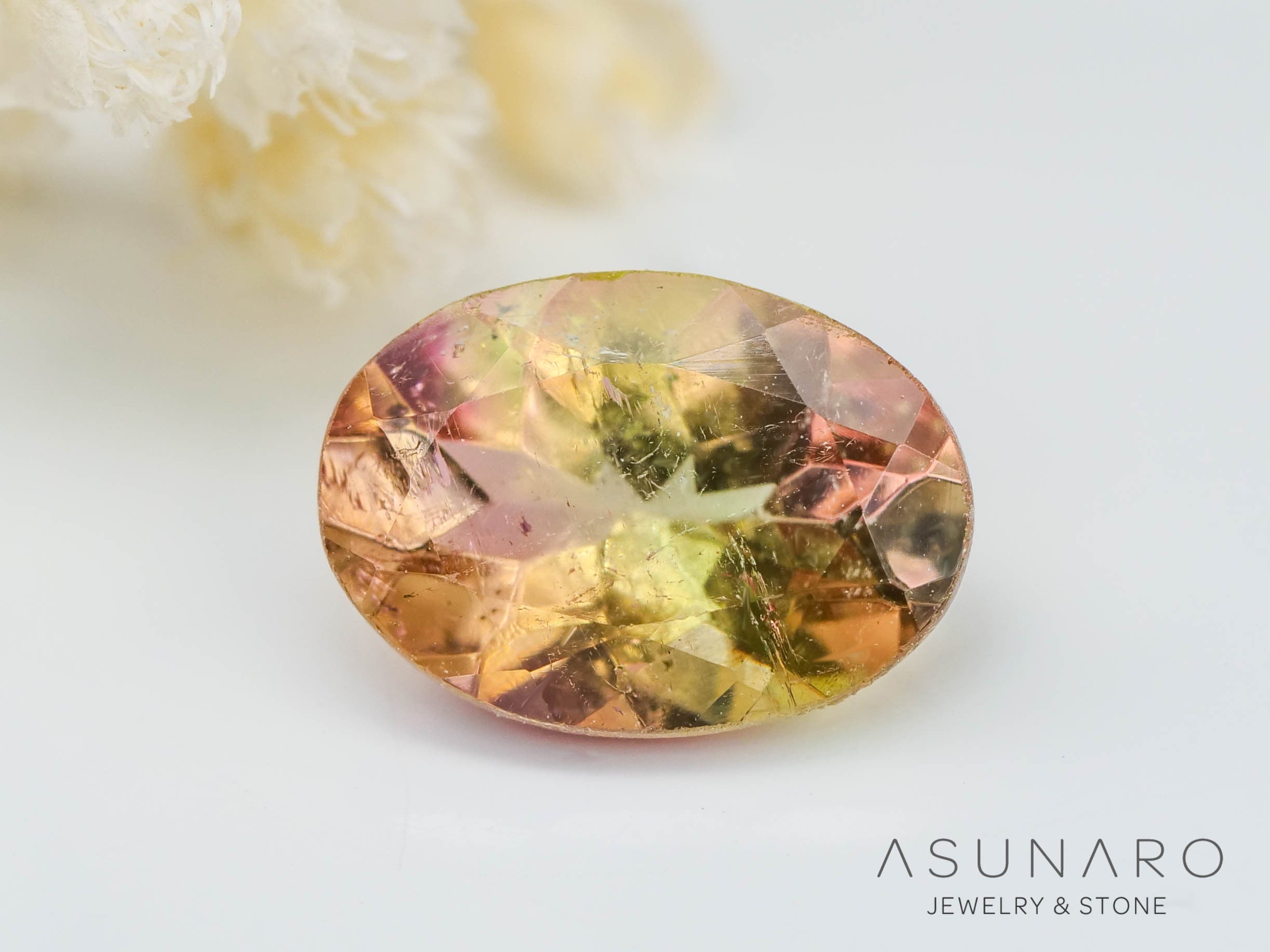 桜餅バイカラートルマリン オーバルカット コンゴ産 0.72ct【240523