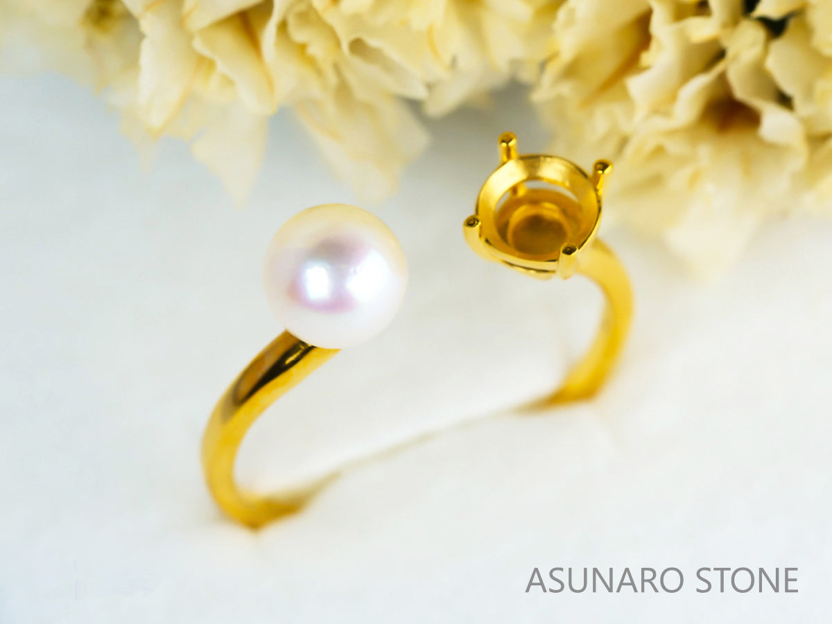 【お仕立て用】空枠番号：5419C　リング枠　アコヤ真珠付フォークリング【オーダージュエリー用】hpv