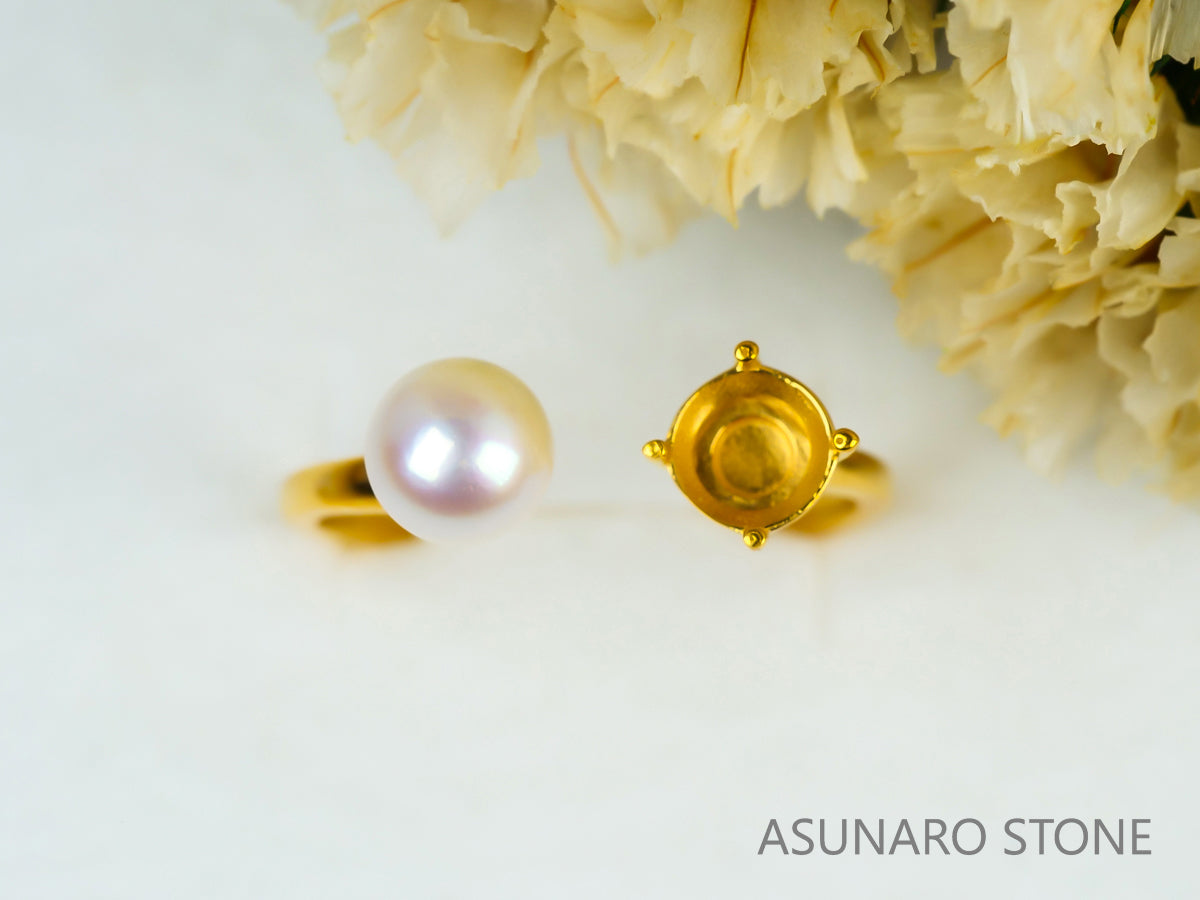 お仕立て用】空枠番号：5419C リング枠 アコヤ真珠付フォークリング