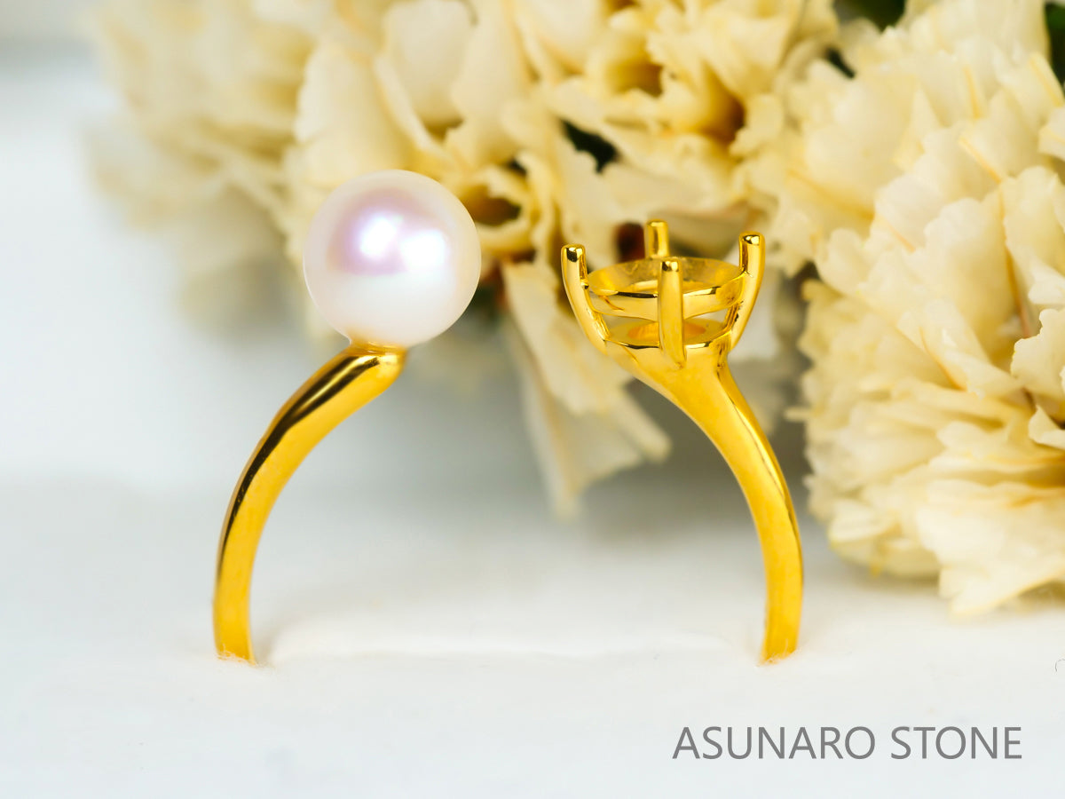 【お仕立て用】空枠番号：5419C　リング枠　アコヤ真珠付フォークリング【オーダージュエリー用】hpv