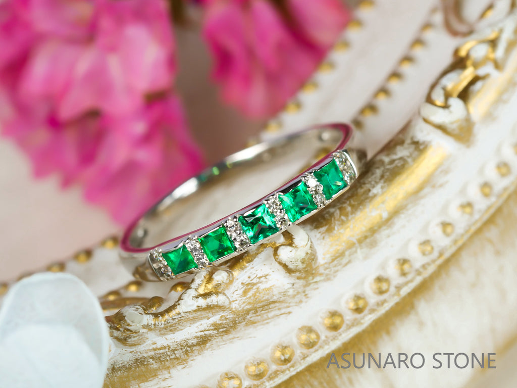 【お仕立て用】空枠番号：3014C　プリンセスカット2mm用　リング枠　ハーフエタニティ【オーダージュエリー用】hpv