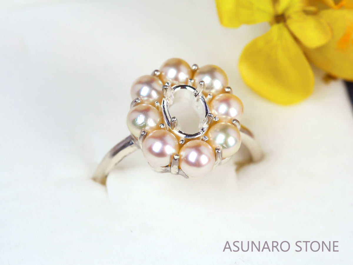 【お仕立て用】空枠番号：5498C　4×6mm用　リング枠　取り巻き【オーダージュエリー用】