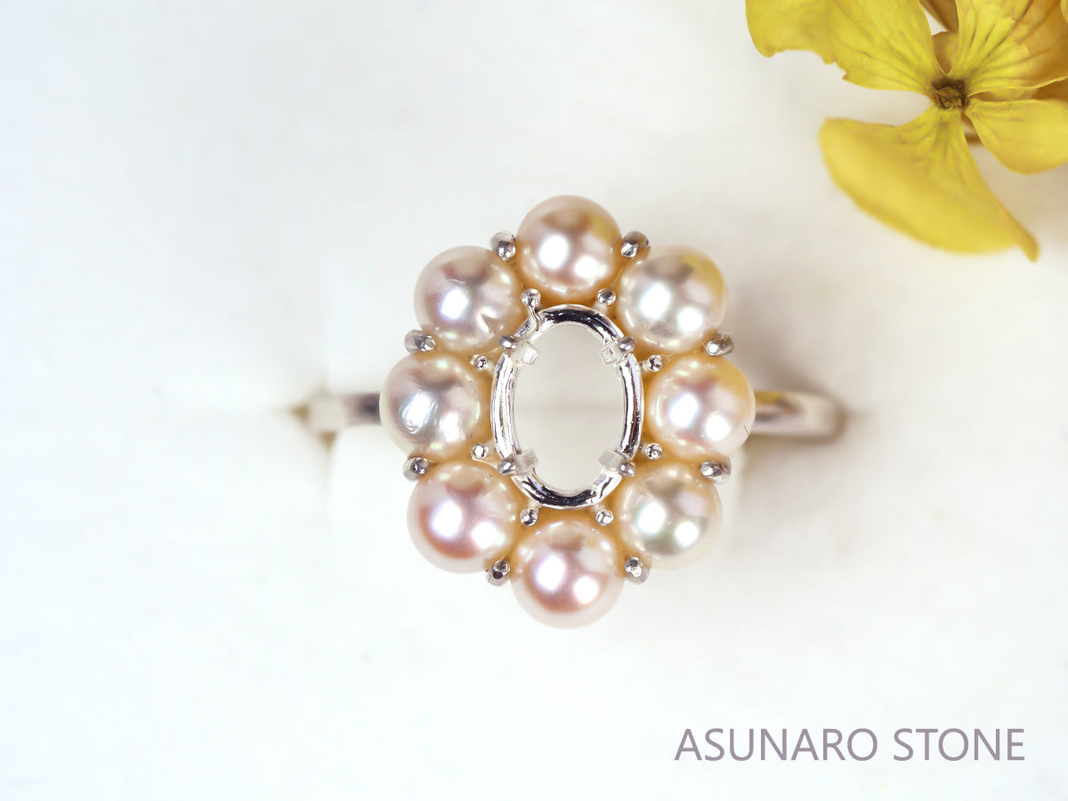 【お仕立て用】空枠番号：5498C　4×6mm用　リング枠　取り巻き【オーダージュエリー用】