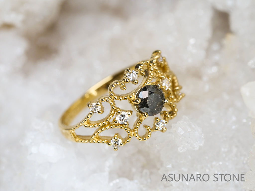 【お仕立て用】空枠番号：440G　リング枠　ティアラ【オーダージュエリー用】