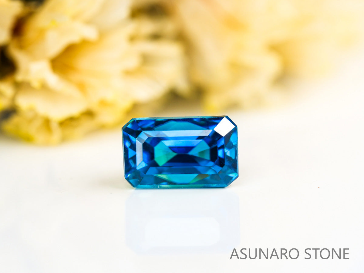ブルージルコン　ラタナキリブルー　エメラルドカット　1.63ct　カンボジア産　【231010-1863】