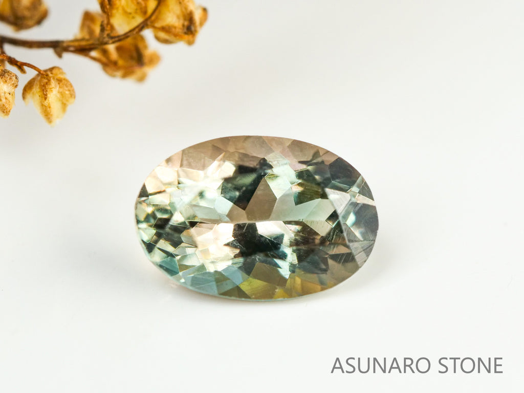 バイカラーオレゴンサンストーン  オーバルカット アメリカ産 　0.48ct【231101-1802】