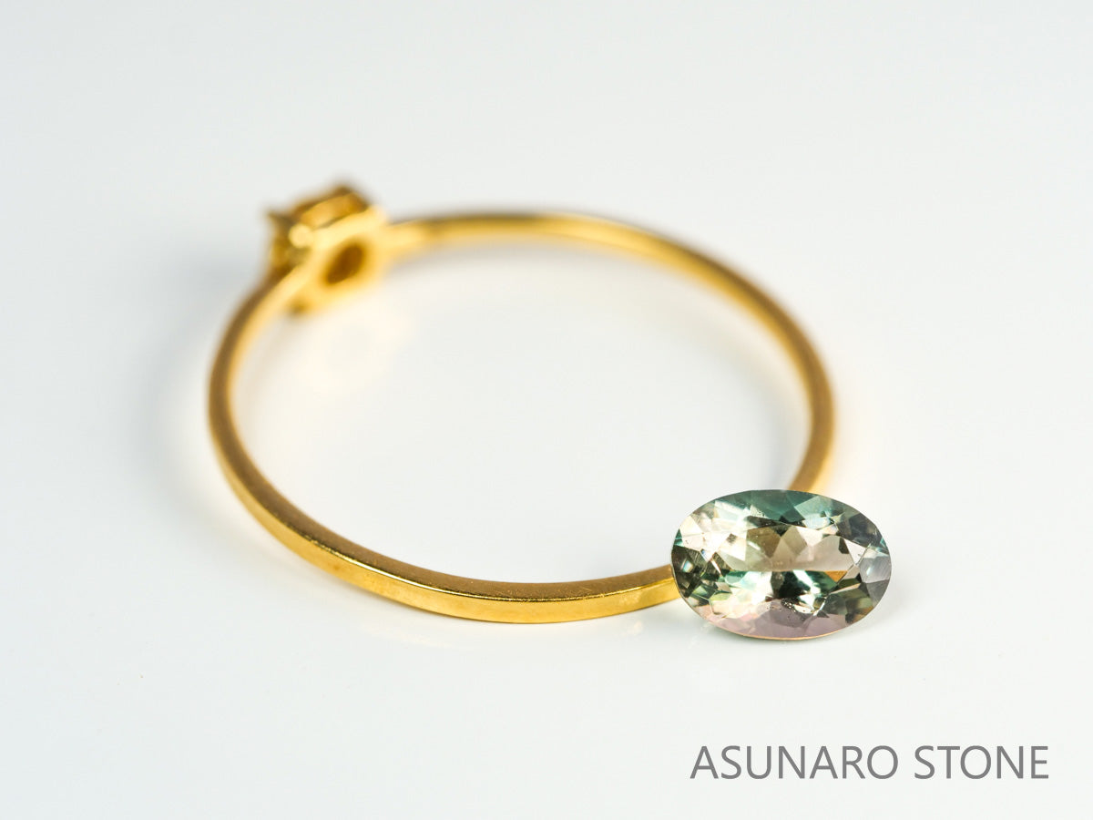 バイカラーオレゴンサンストーン  オーバルカット アメリカ産 　0.48ct【231101-1802】
