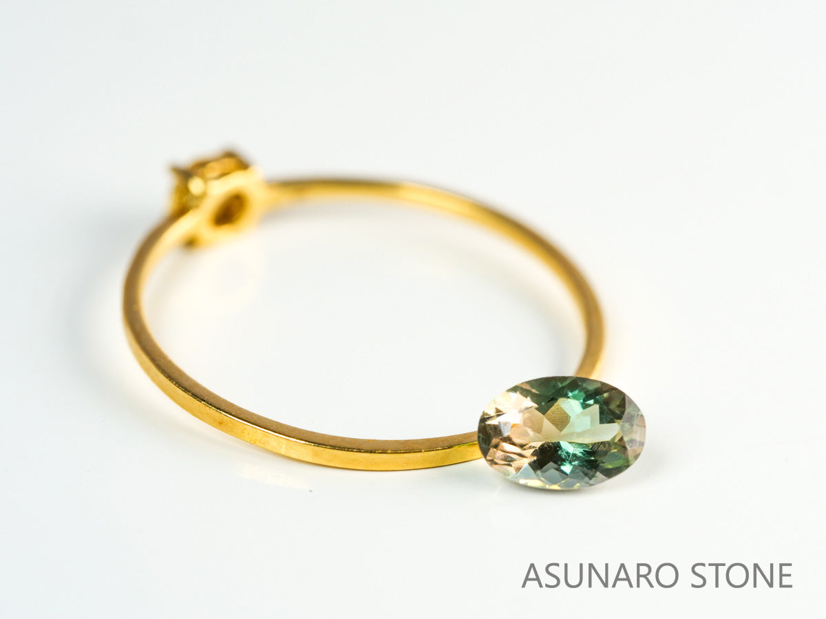 バイカラーオレゴンサンストーン  オーバルカット アメリカ産 　0.47ct【231101-1804】