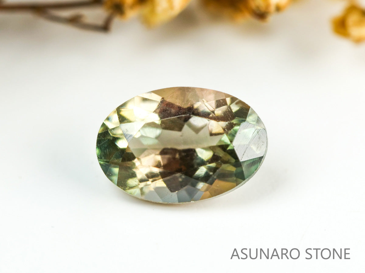 バイカラーオレゴンサンストーン  オーバルカット アメリカ産 　0.46ct【231101-1805】