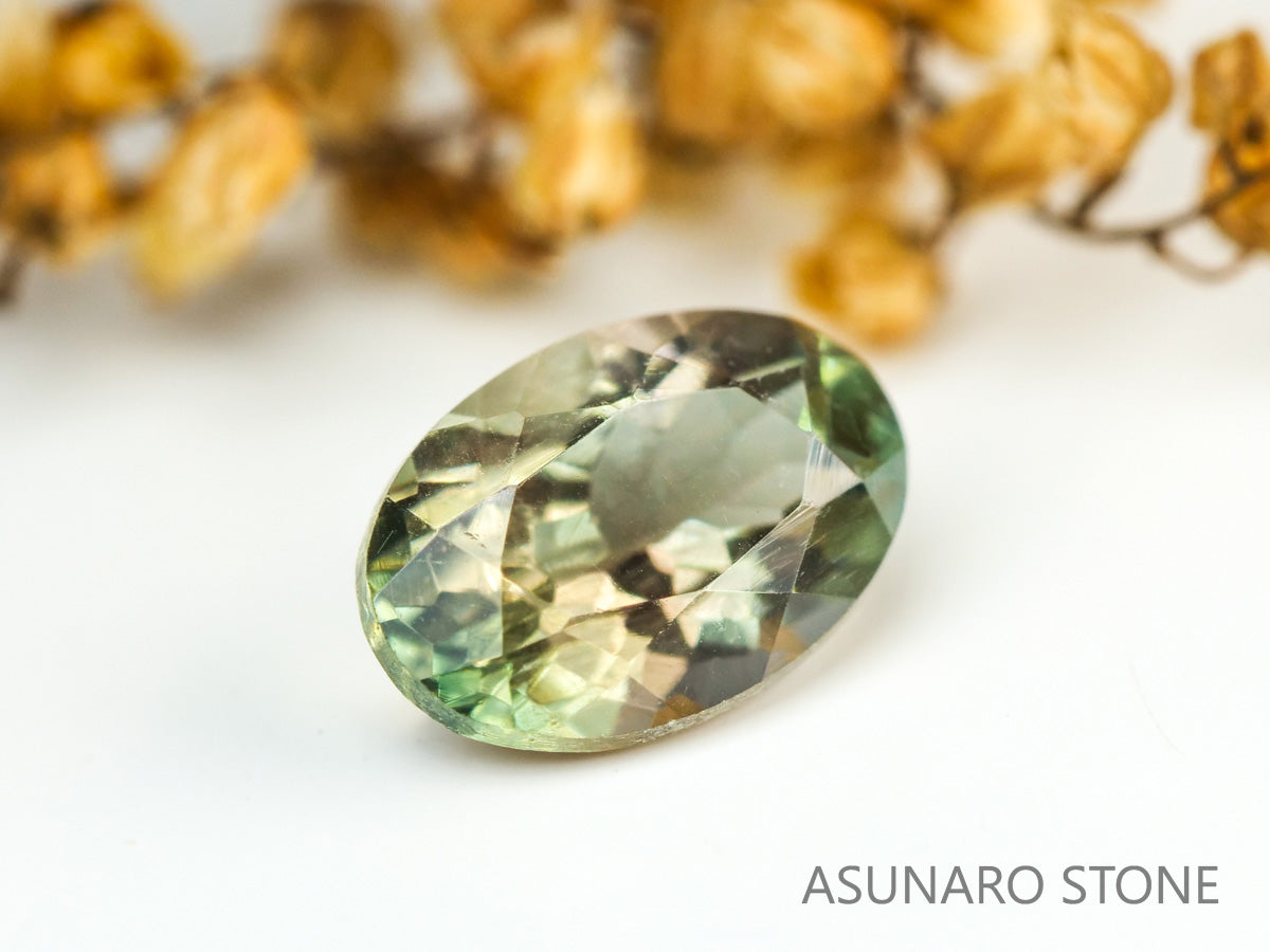 バイカラーオレゴンサンストーン  オーバルカット アメリカ産 　0.46ct【231101-1805】