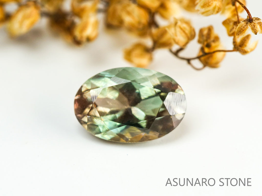 バイカラーオレゴンサンストーン  オーバルカット アメリカ産 　0.51ct【231101-1806】