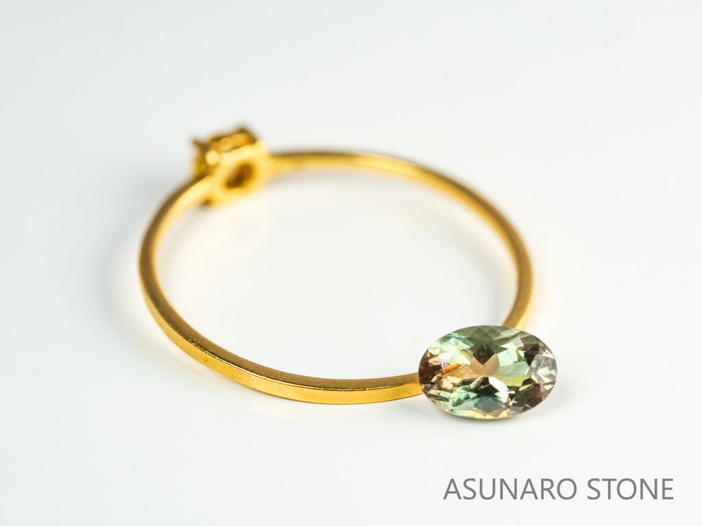 バイカラーオレゴンサンストーン  オーバルカット アメリカ産 　0.51ct【231101-1806】