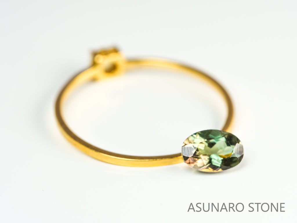 バイカラーオレゴンサンストーン  オーバルカット アメリカ産 　0.48ct【231101-1807】