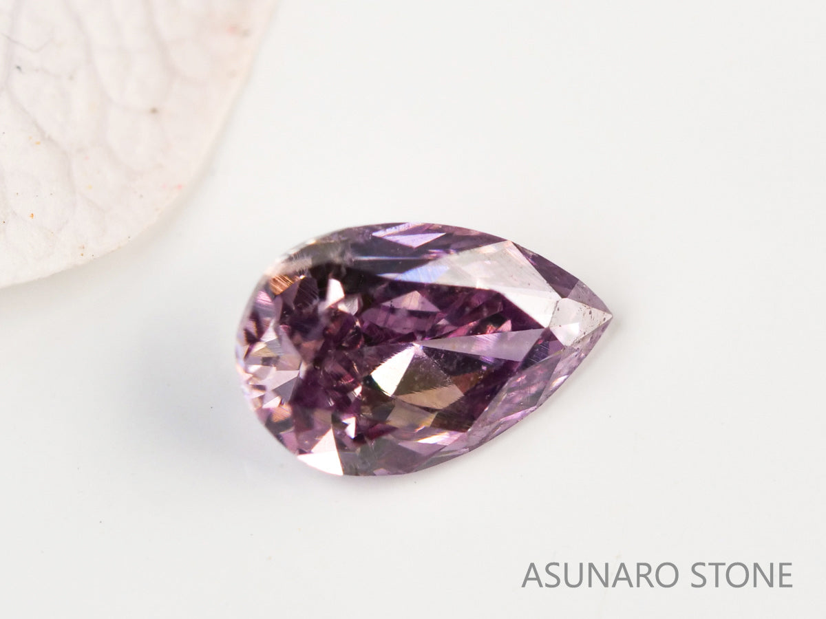ピンクダイヤモンド　Fancy Deep Purple Pink　SI1　ペアシェイプ　0.107ct　【231010-1904】