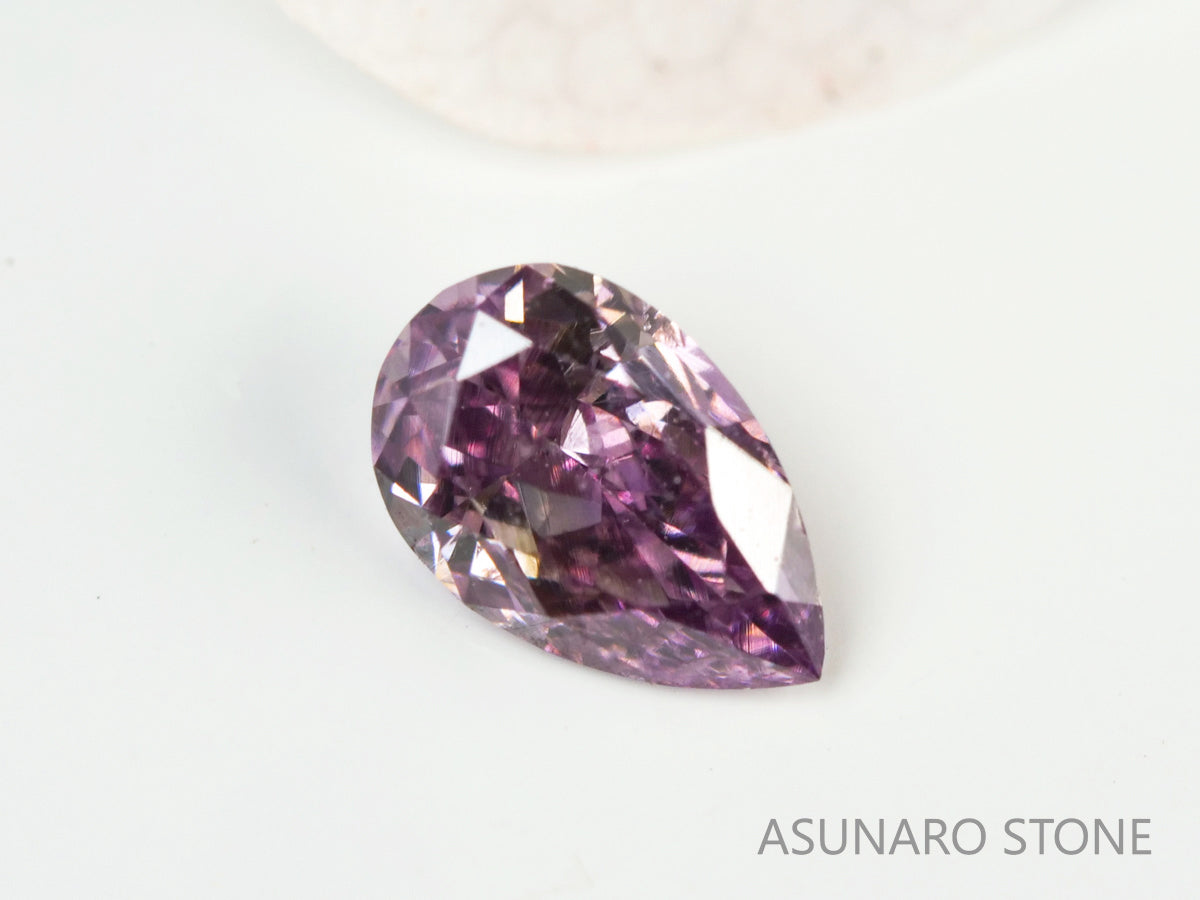 ピンクダイヤモンド　Fancy Deep Purple Pink　SI1　ペアシェイプ　0.107ct　【231010-1904】