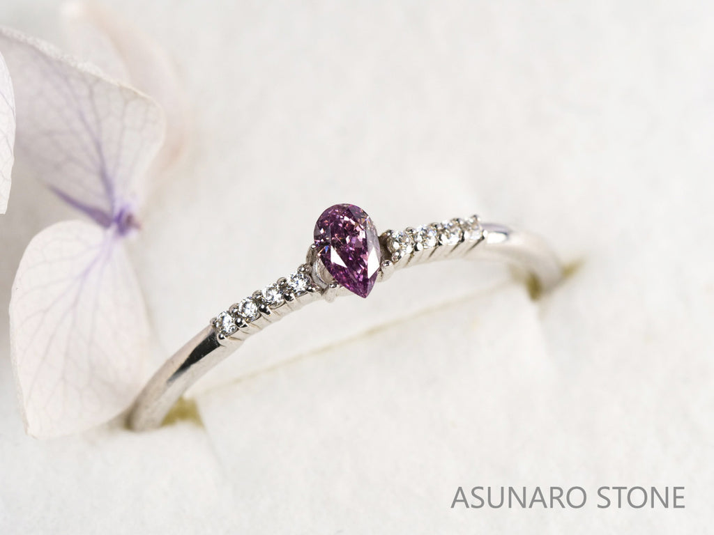 ピンクダイヤモンド　Fancy Deep Purple Pink　SI1　ペアシェイプ　0.107ct　【231010-1904】