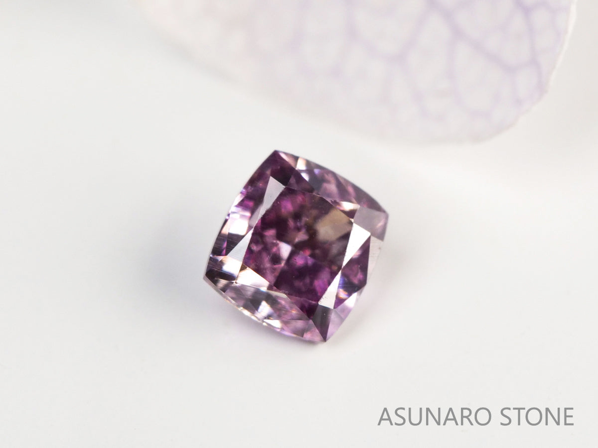 ピンクダイヤモンド　Fancy Deep Purple Pink　SI2　クッションカット　0.108ct　【231010-1903】
