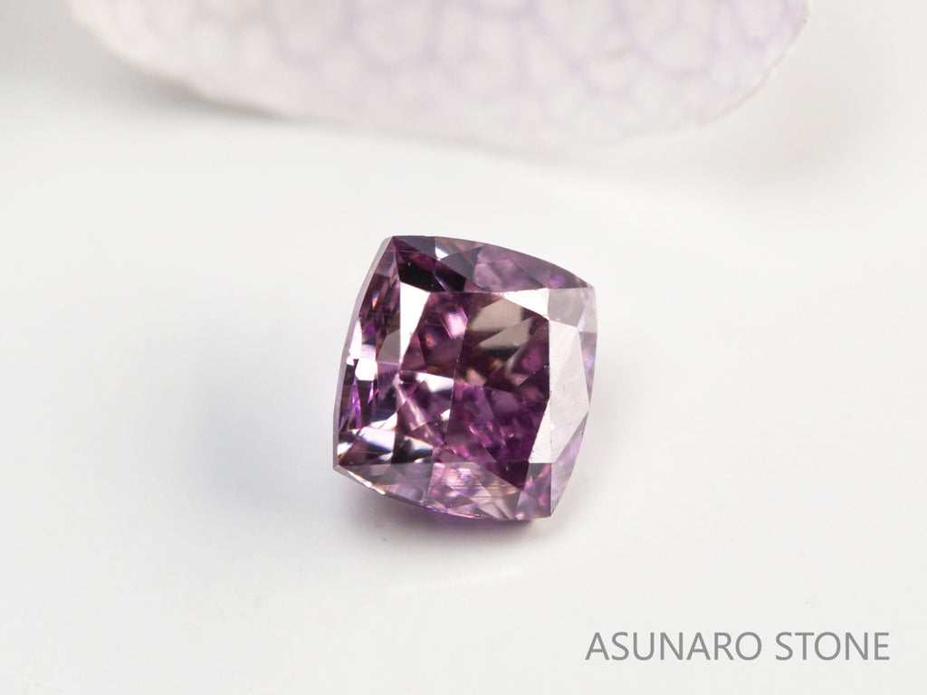 ピンクダイヤモンド　Fancy Deep Purple Pink　SI2　クッションカット　0.108ct　【231010-1903】