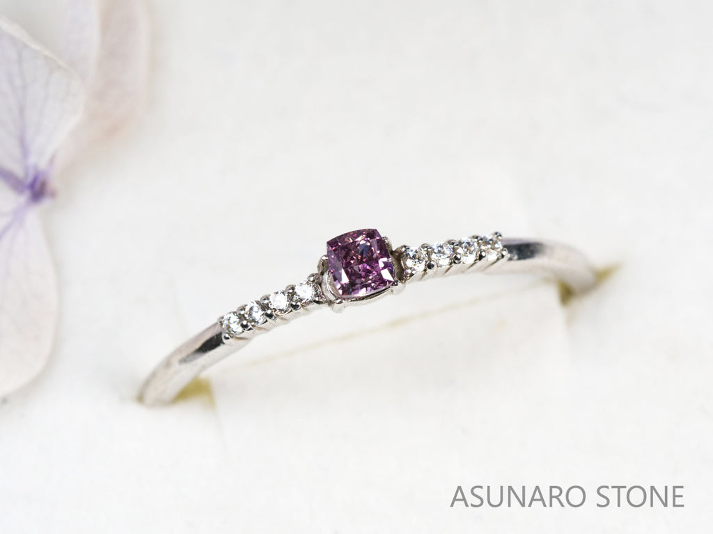 ピンクダイヤモンド　Fancy Deep Purple Pink　SI2　クッションカット　0.108ct　【231010-1903】
