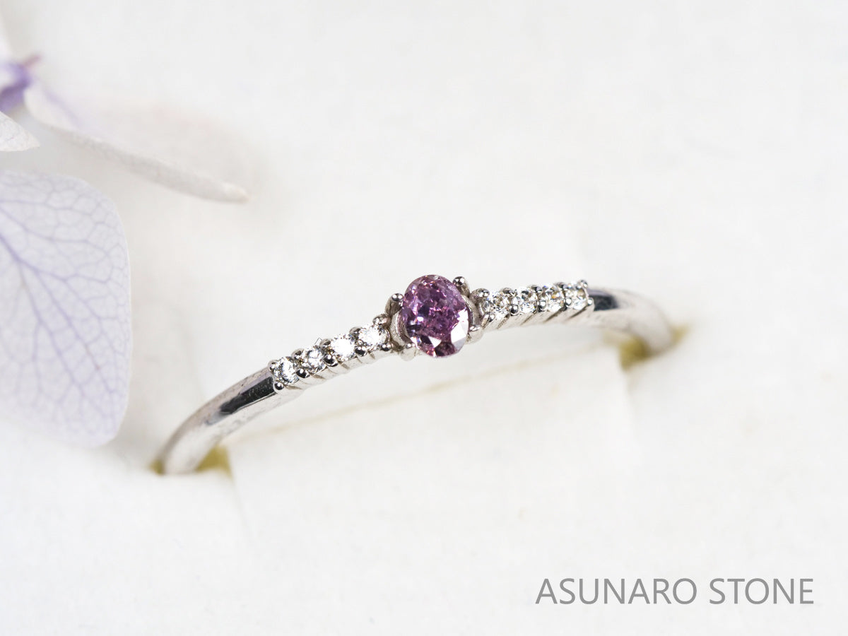 ピンクダイヤモンド　Fancy Deep Purple Pink　I1　オーバルカット　0.092ct　【231010-1902】