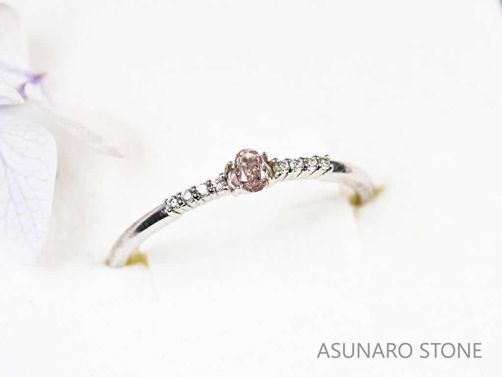 ブラウンピンクダイヤモンド　オーバルカット　0.08ct　【231018-1886】