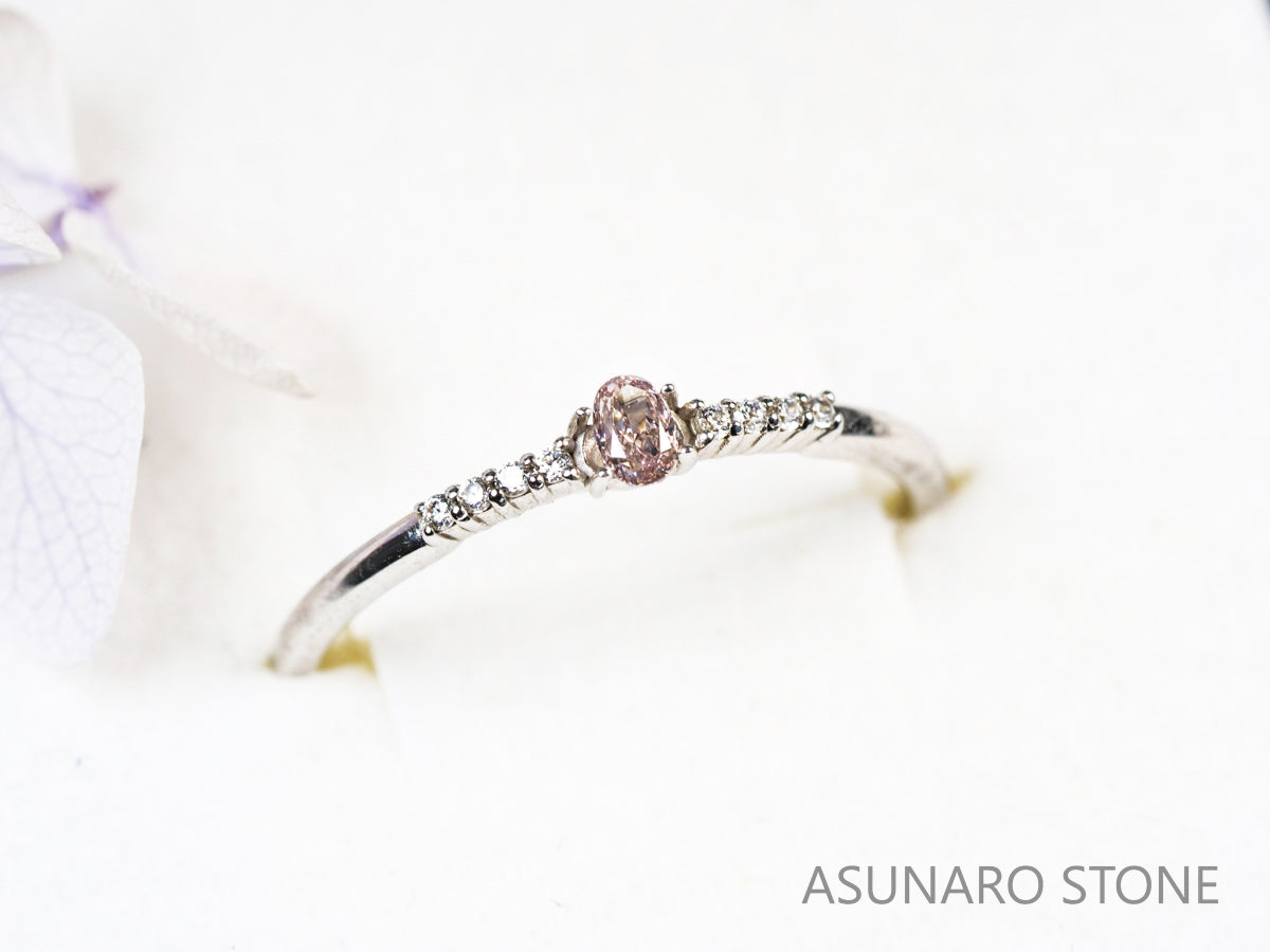 ブラウンピンクダイヤモンド　オーバルカット　0.08ct　【231018-1886】