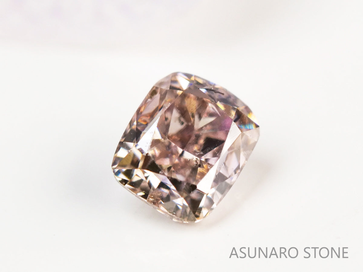 ブラウンピンクダイヤモンド　クッションカット　0.11ct　【231018-1887】