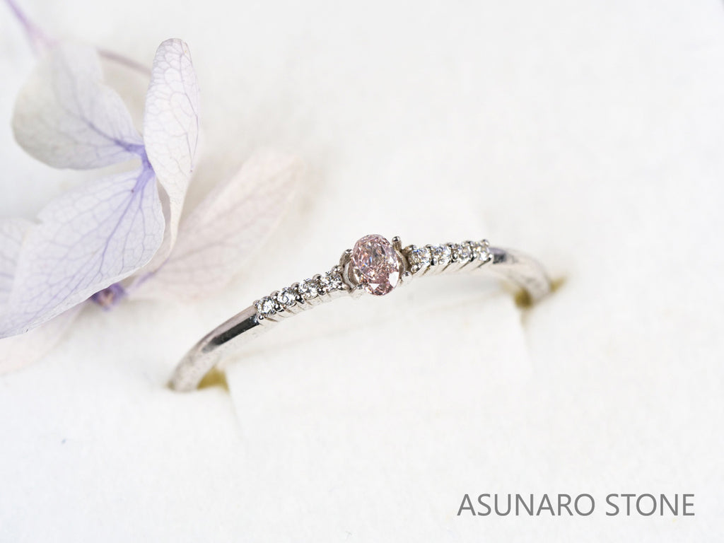 ブラウンピンクダイヤモンド　オーバルカット　0.07ct　【231018-1888】