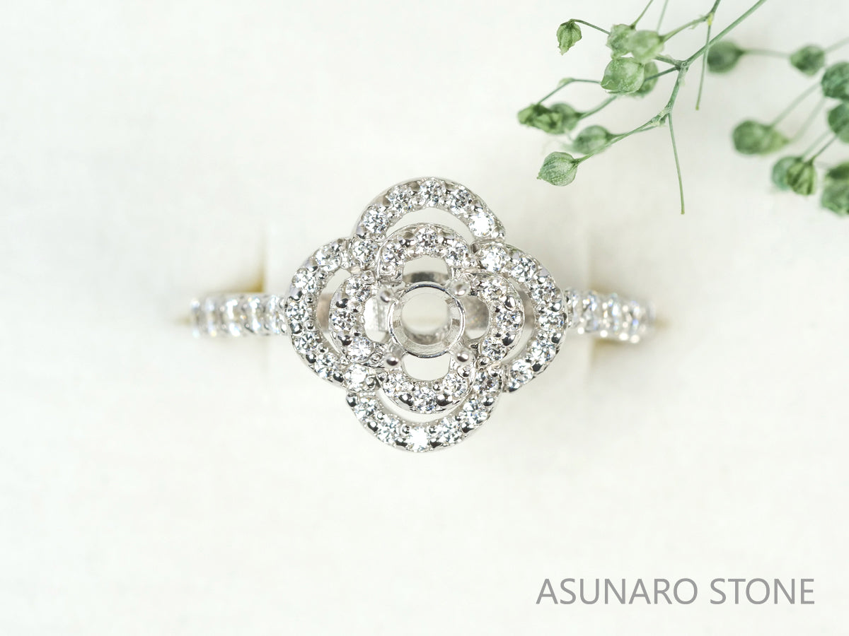 【お仕立て用】空枠番号：4357C　4mm用　リング枠　取り巻き【オーダージュエリー用】