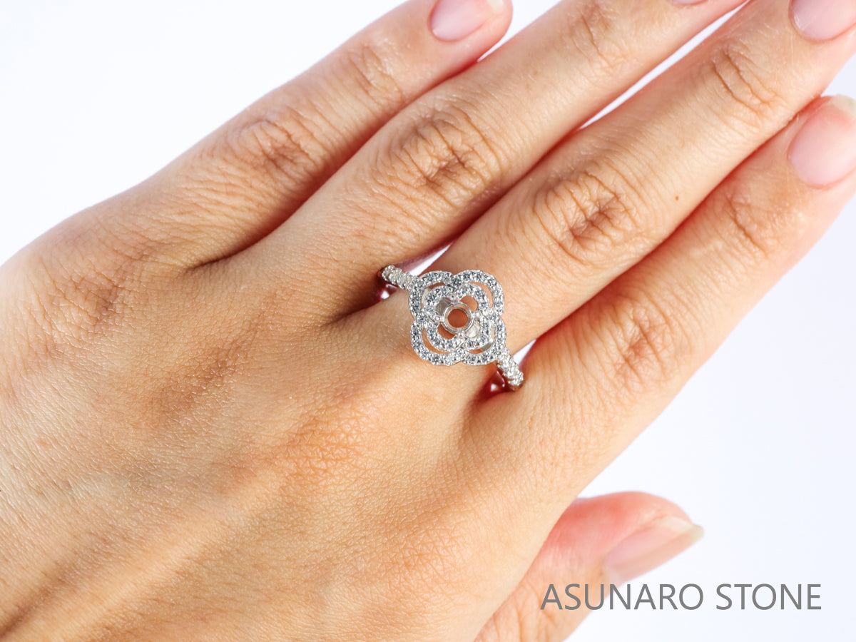 【お仕立て用】空枠番号：4357C　4mm用　リング枠　取り巻き【オーダージュエリー用】