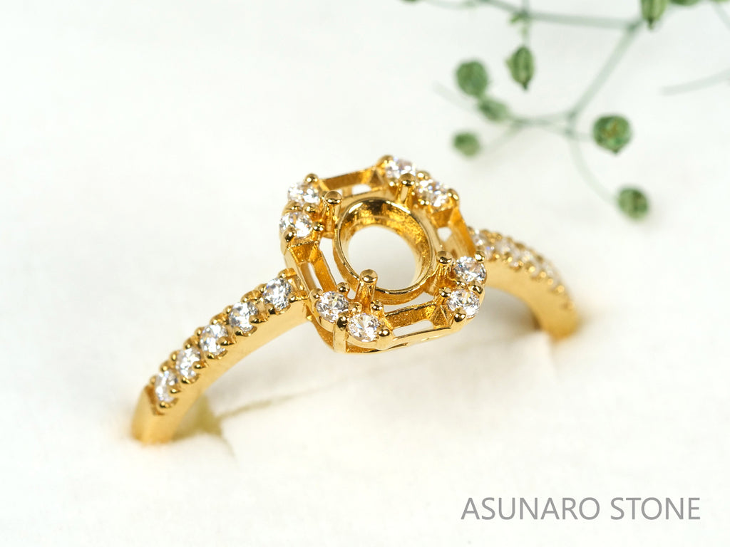 【お仕立て用】空枠番号：4012C　5×4mm用　リング枠　取り巻き【オーダージュエリー用】