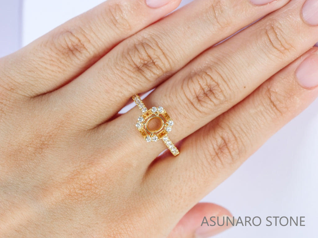 【お仕立て用】空枠番号：4012C　5×4mm用　リング枠　取り巻き【オーダージュエリー用】