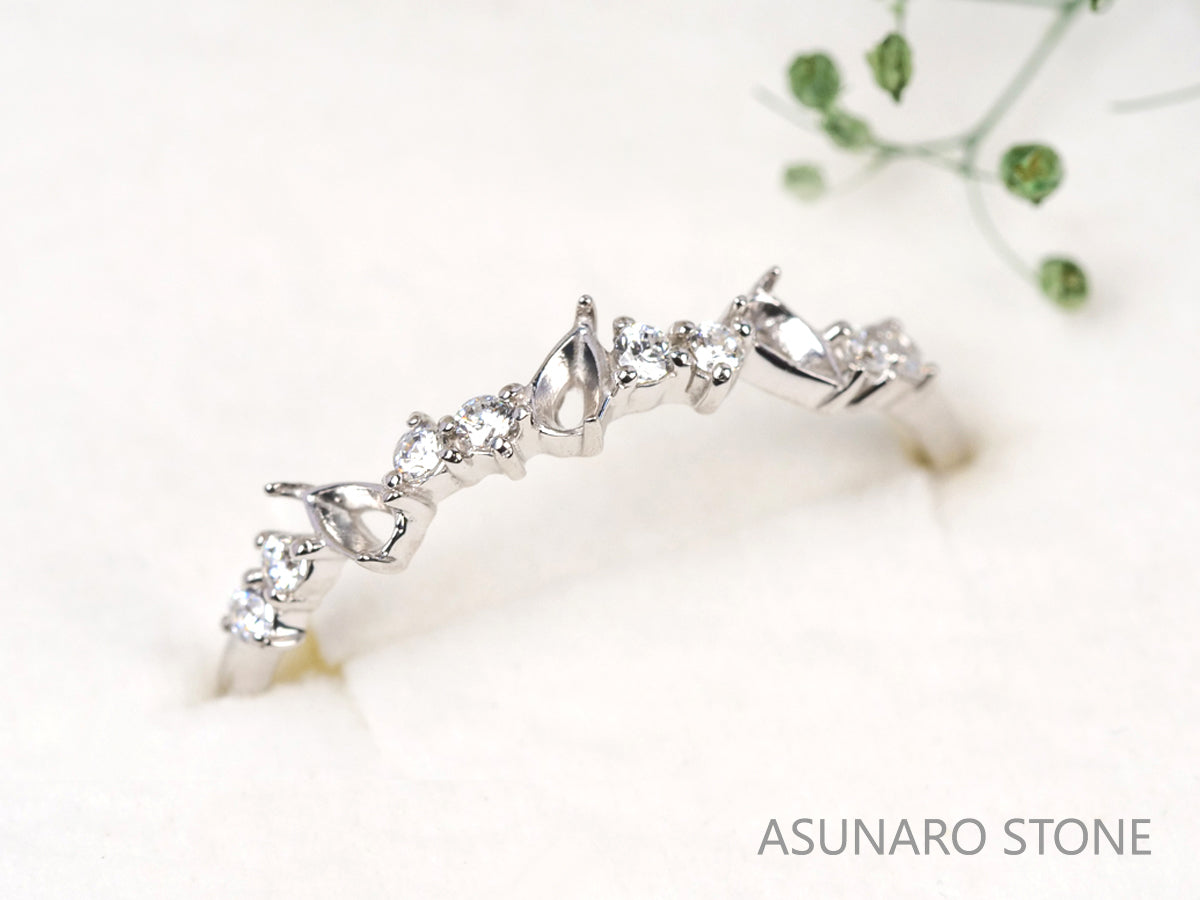 【お仕立て用】空枠番号：4961C　リング枠　ハーフエタニティ【オーダージュエリー用】hpv