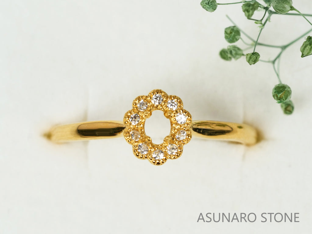 【お仕立て用】空枠番号：4263C　3.5×3mm用　リング枠　取り巻き【オーダージュエリー用】