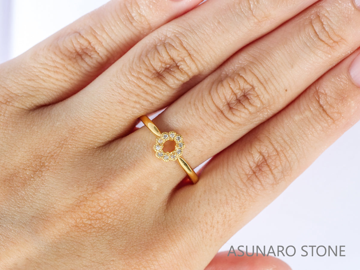 【お仕立て用】空枠番号：4263C　3.5×3mm用　リング枠　取り巻き【オーダージュエリー用】