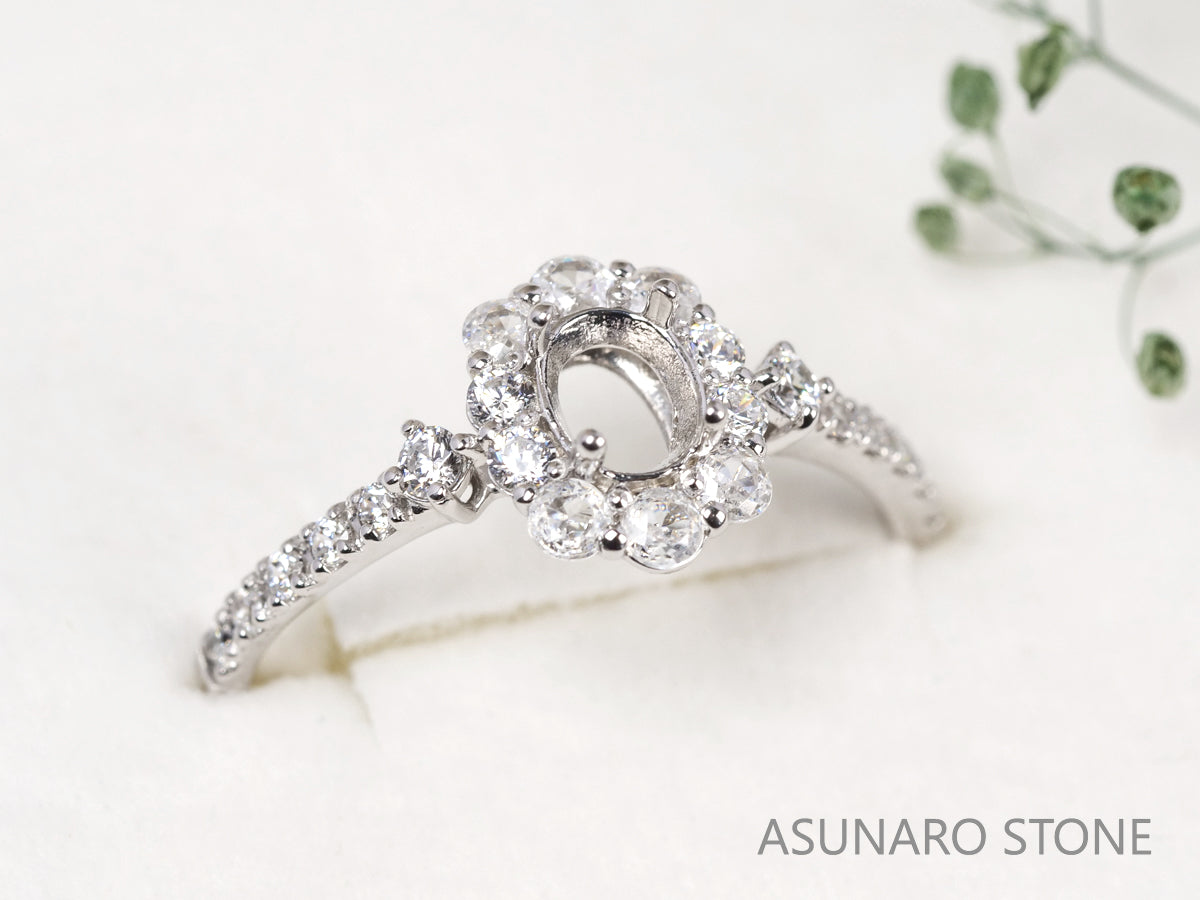 【お仕立て用】空枠番号：4976C　5×4mm用　リング枠　取り巻き【オーダージュエリー用】