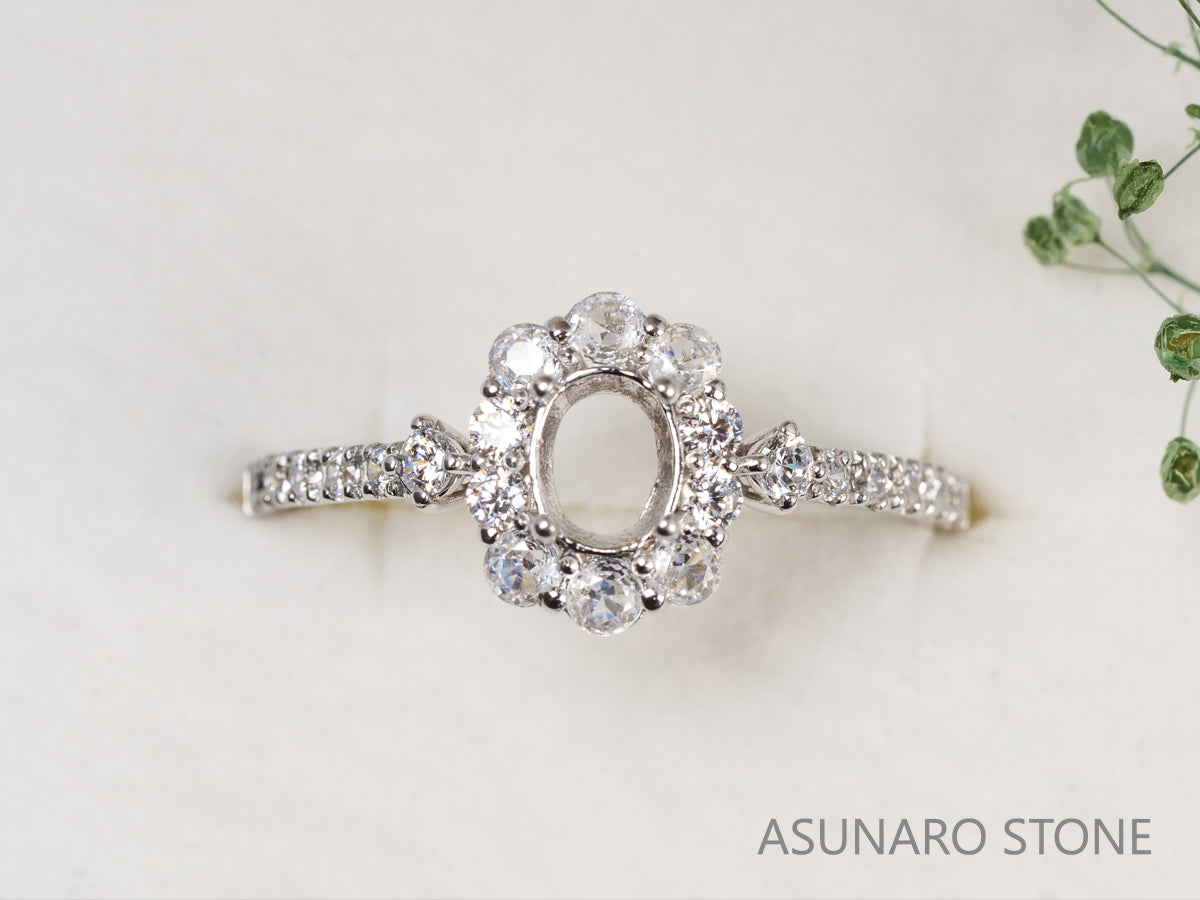 【お仕立て用】空枠番号：4976C　5×4mm用　リング枠　取り巻き【オーダージュエリー用】