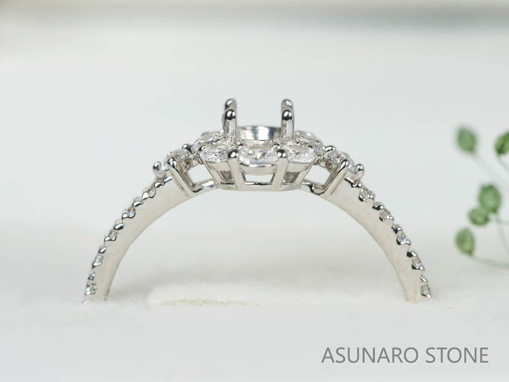 【お仕立て用】空枠番号：4976C　5×4mm用　リング枠　取り巻き【オーダージュエリー用】