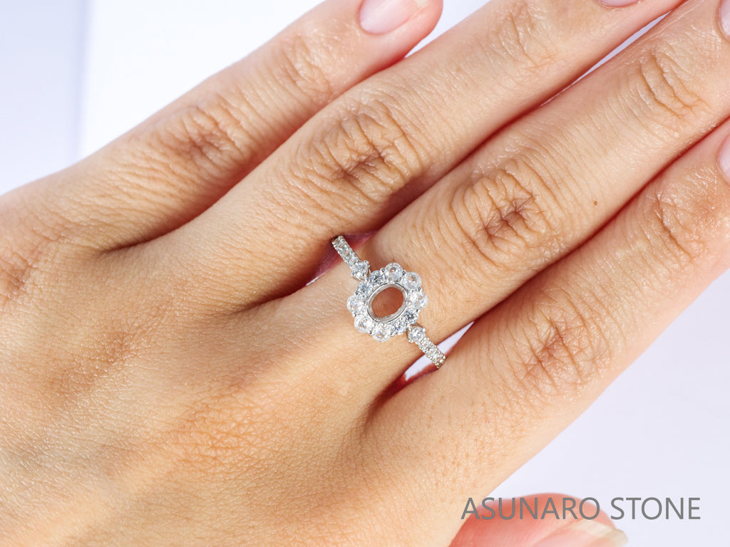 【お仕立て用】空枠番号：4976C　5×4mm用　リング枠　取り巻き【オーダージュエリー用】