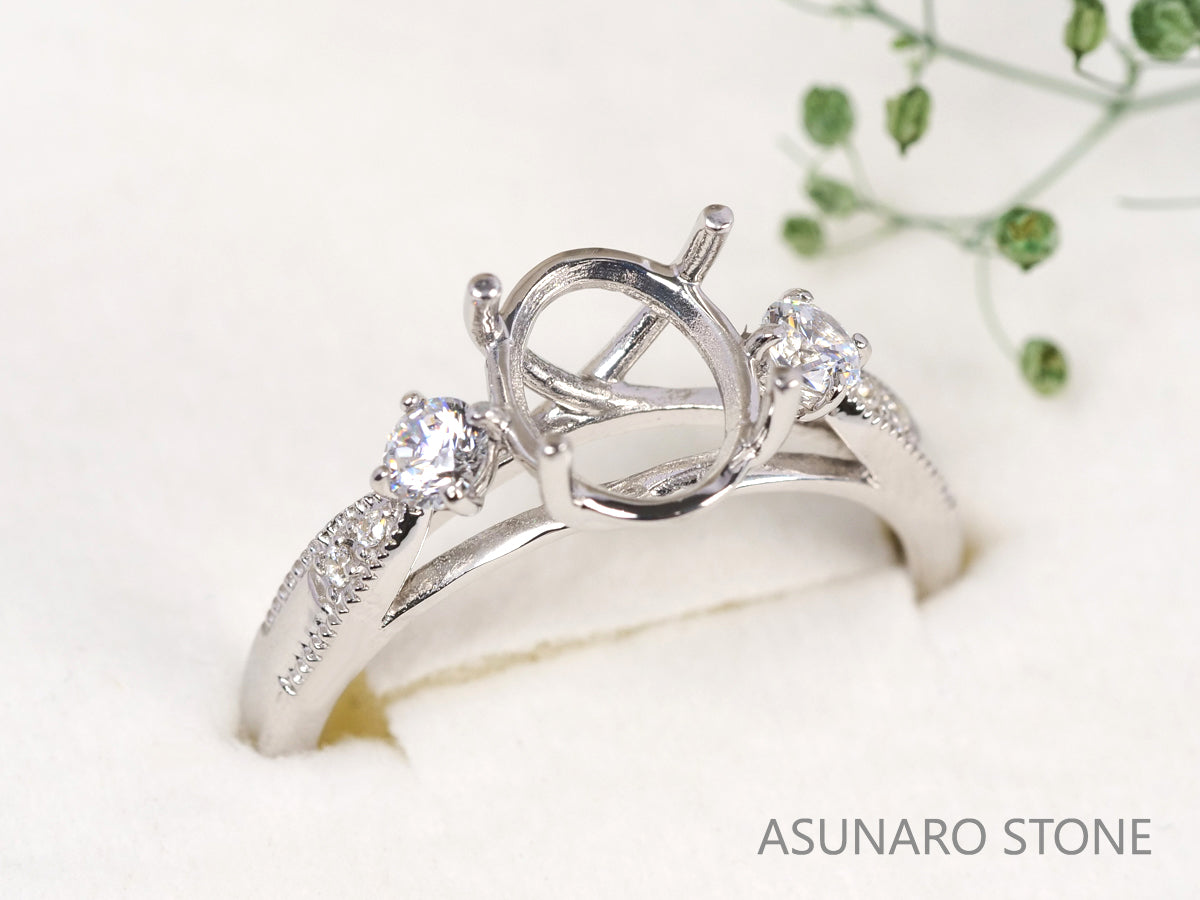 【お仕立て用】空枠番号：5345C　8×7mm　リング枠　【オーダージュエリー用】