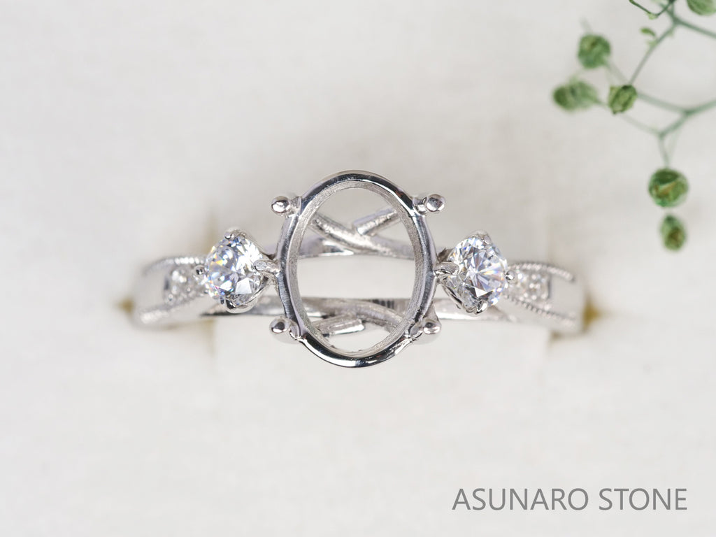 【お仕立て用】空枠番号：5345C　8×7mm　リング枠　【オーダージュエリー用】