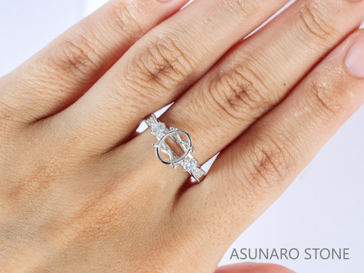 【お仕立て用】空枠番号：5345C　8×7mm　リング枠　【オーダージュエリー用】