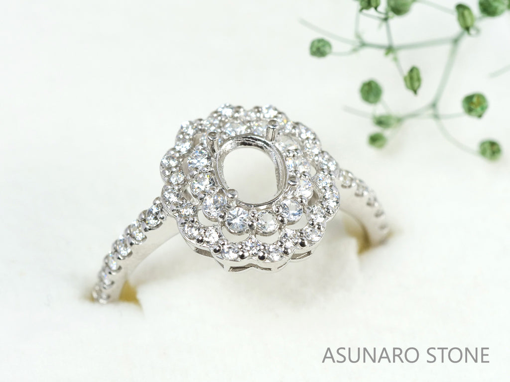 【お仕立て用】空枠番号：5356C　6×4mm用　リング枠　取り巻き【オーダージュエリー用】