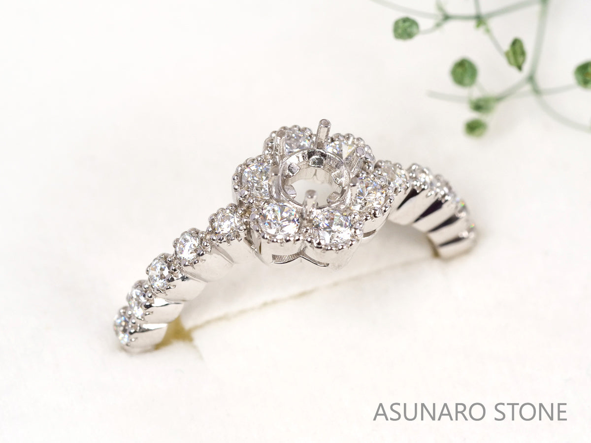 【お仕立て用】空枠番号：4447C　3mm用　リング枠　取り巻き【オーダージュエリー用】