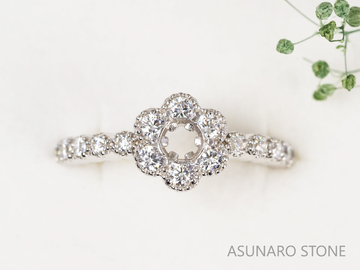 【お仕立て用】空枠番号：4447C　3mm用　リング枠　取り巻き【オーダージュエリー用】