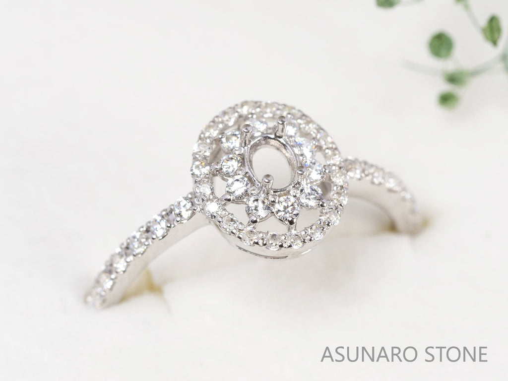 【お仕立て用】空枠番号：4811C　4×3mm用　リング枠　取り巻き【オーダージュエリー用】